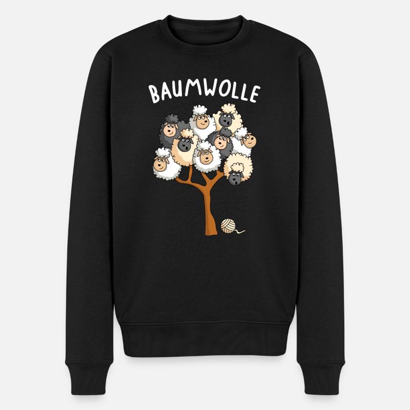 Schafe Landwirt Carton Schafwolle Baumwolle - Männer Premium Bio Pullover - Schwarz