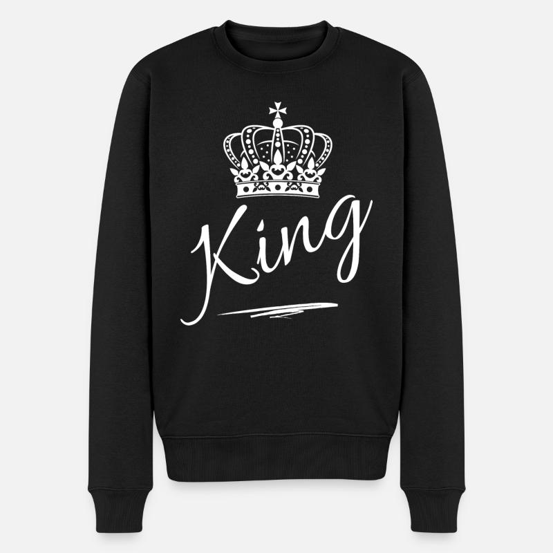 Couronne avec lettrage King White - Pull Premium bio Homme - noir