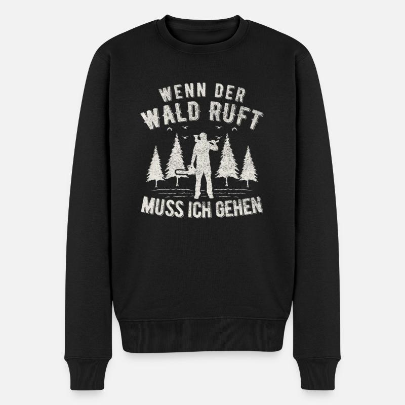 Förster Waldarbeiter Kettensäge Holzfäller - Männer Premium Bio Pullover - Schwarz
