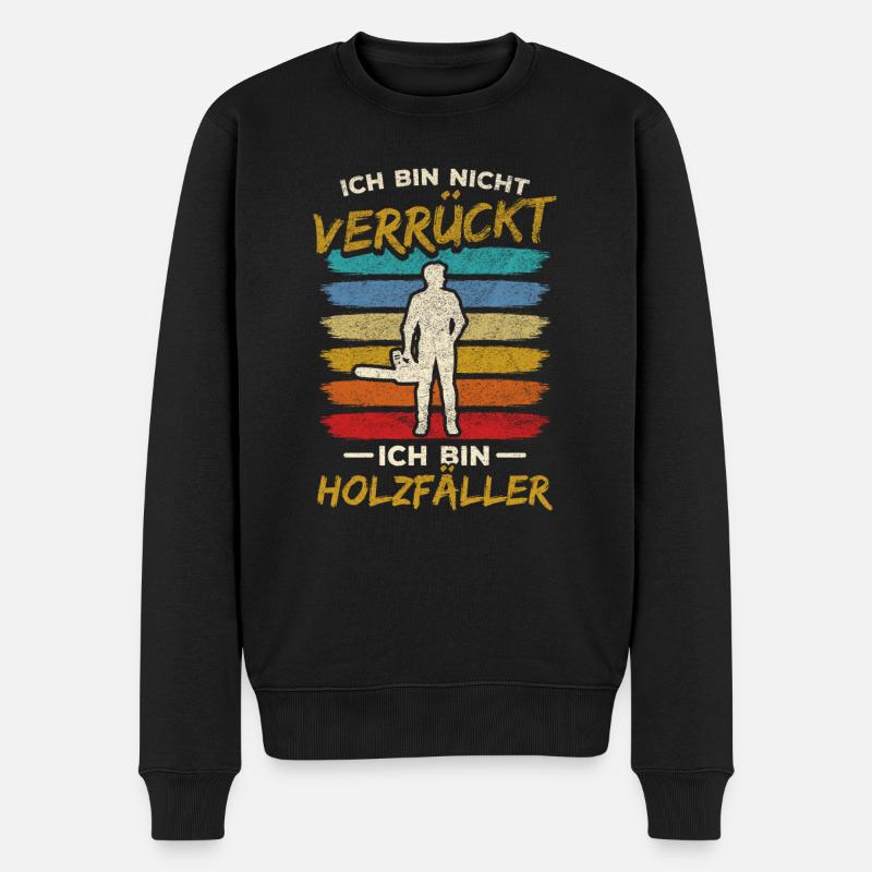 Waldarbeiter Kettensäge Motorsäge Holzfäller - Männer Premium Bio Pullover - Schwarz