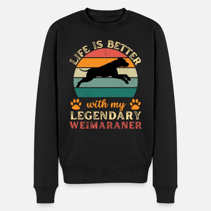 Legendärer Weimaraner Vintage Retro - Männer Premium Bio Pullover - Schwarz