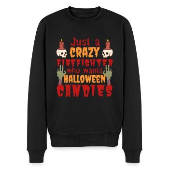 Creepy funny Halloween saying fire brigade - Men's Premium Organic Jumper - black - Front - Nico (187cm)