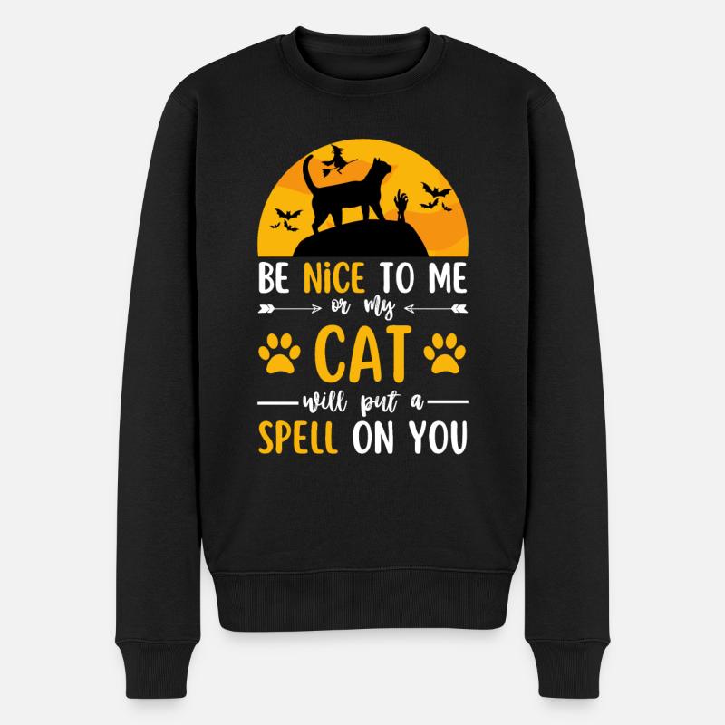 Katze Halloween Kostüm - Männer Premium Bio Pullover - Schwarz