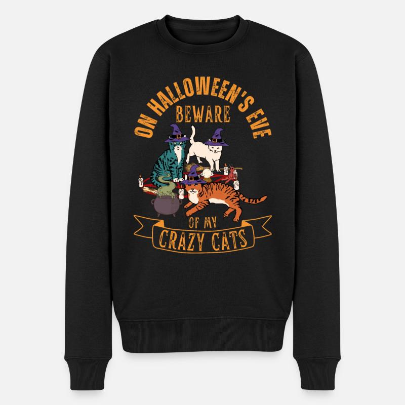 Chats d’Halloween mignons et effrayants - Pull Premium bio Homme - noir