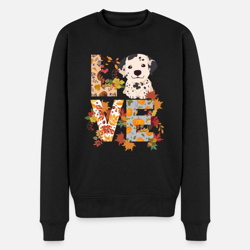 Chien dalmate Automne Gratitude Amour - Pull Premium bio Homme - noir