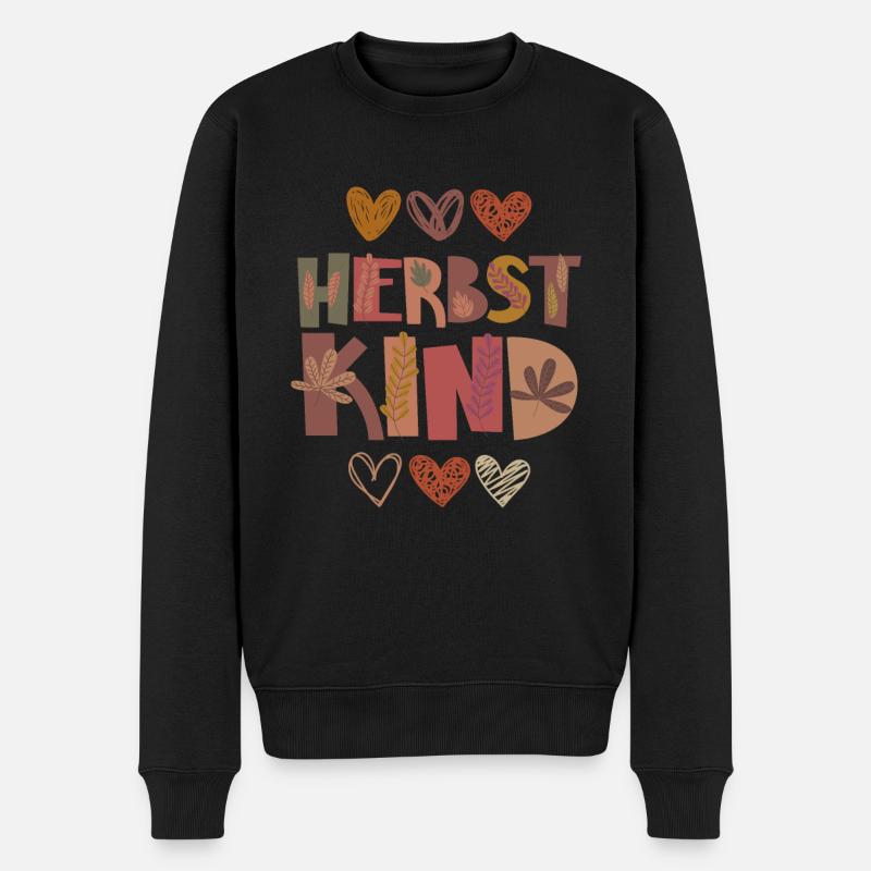 Herbst Kind Dankbarkeit Blätter - Männer Premium Bio Pullover - Schwarz