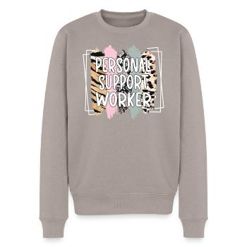 Travailleur social Aidant personnel auxiliaire - Pull Premium bio Homme - taupe - Devant - Nico (187cm)