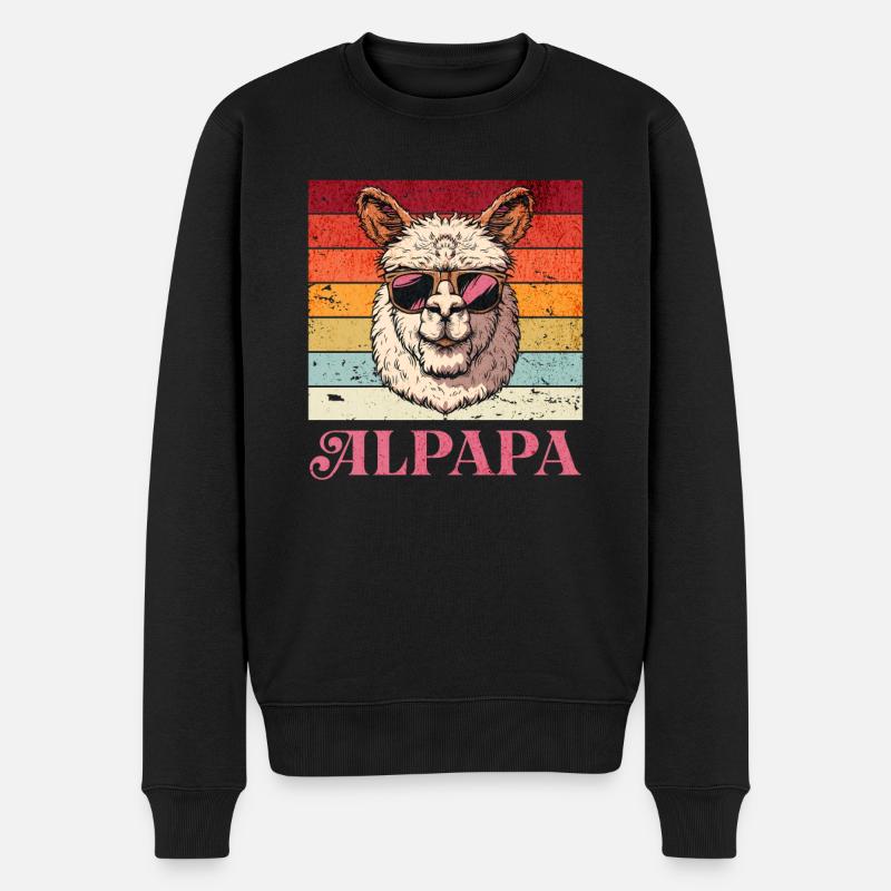 Alpapa Vatertag bester Papa Alpaka - Männer Premium Bio Pullover - Schwarz