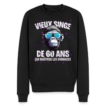 Humoristique Anniversaire 60 ans Homme - Pull Premium bio Homme - noir - Devant - Nico (187cm)