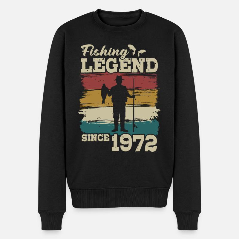 1972 Anniversaire du pêcheur né - Pull Premium bio Homme - noir