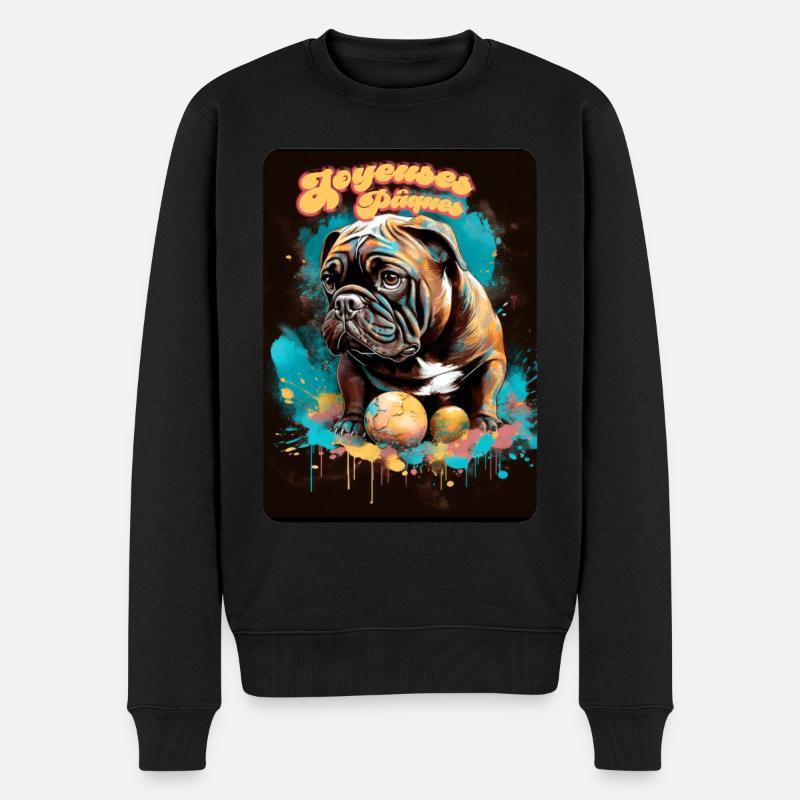 Joyeuses Paques - Bouledogue - Pull Premium bio Homme - noir