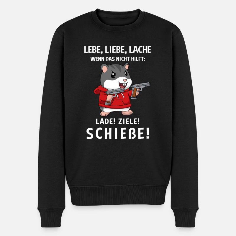 Lebe Liebe Lache Wenn Das Nicht Hilft Lade Ziele - Männer Premium Bio Pullover - Schwarz
