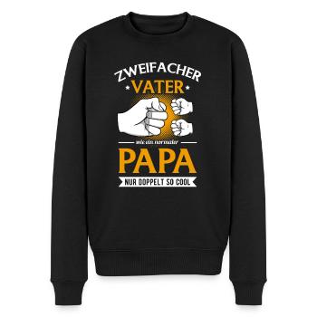 Zweifacher Vater Papa Von Zwei Kindern Zwillinge - Männer Premium Bio Pullover - Schwarz - Vorne - Nico (187cm)