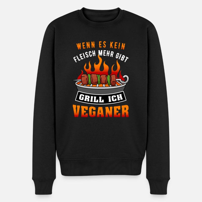 Wenn Es Kein Fleisch Mehr Gibt Grill Ich Veganer - Männer Premium Bio Pullover - Schwarz