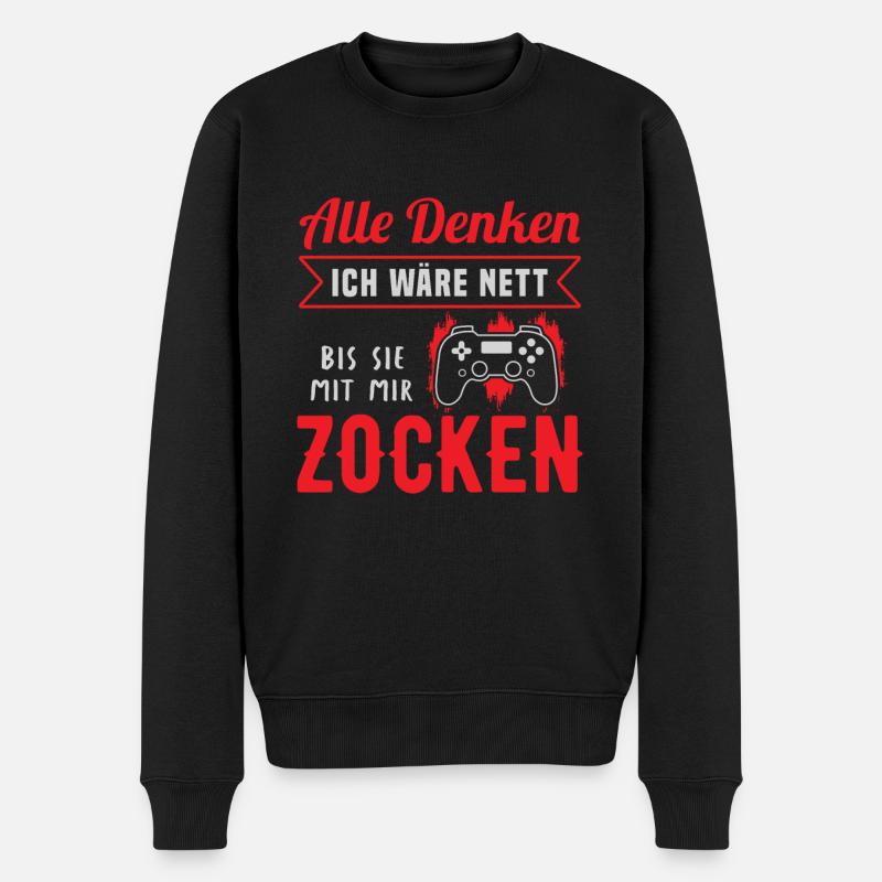 Controller Videospiel Gamer Computerspiel Zocken - Männer Premium Bio Pullover - Schwarz
