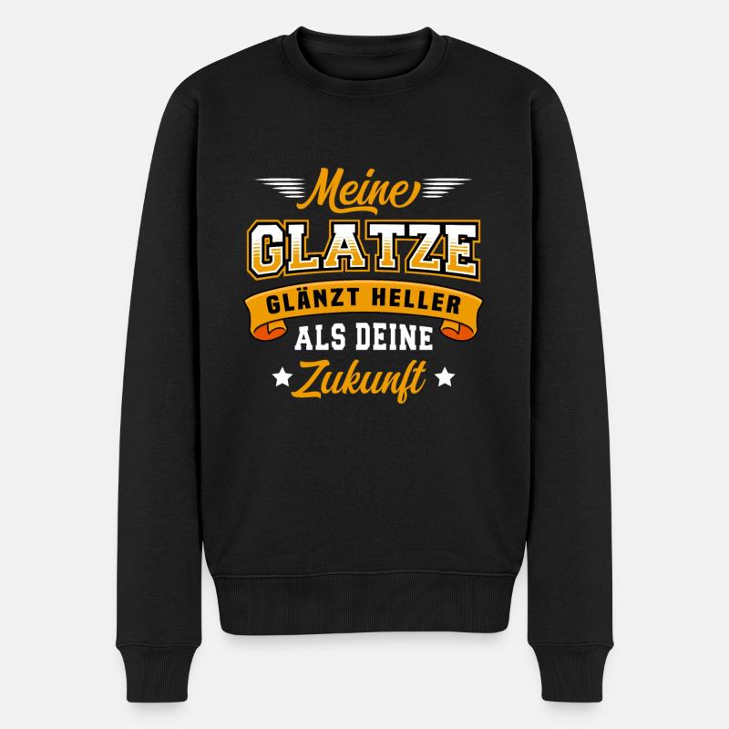 Meine Glatze Glänzt Heller Als Deine Zukunft - Männer Premium Bio Pullover - Schwarz