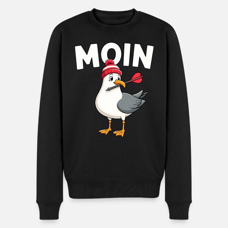 Darts Dart Moin Möwe - Männer Premium Bio Pullover - Schwarz