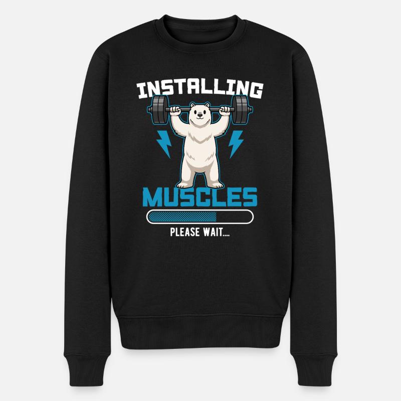 Installing Muscles Please Wait Fitness - Männer Premium Bio Pullover - Schwarz