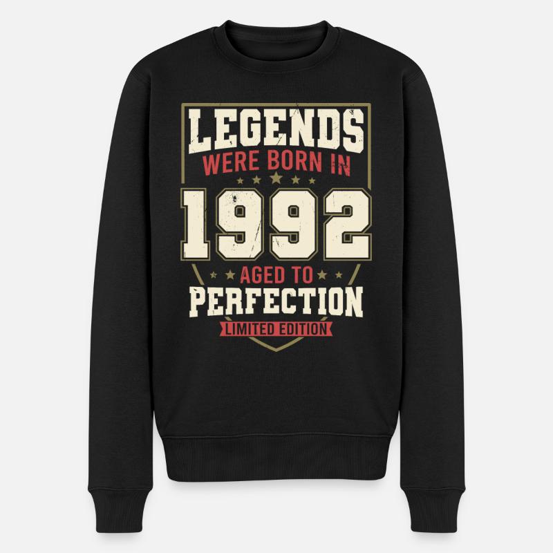 1992 Jahrgang geboren Legenden Vintage Geburtstag - Männer Premium Bio Pullover - Schwarz
