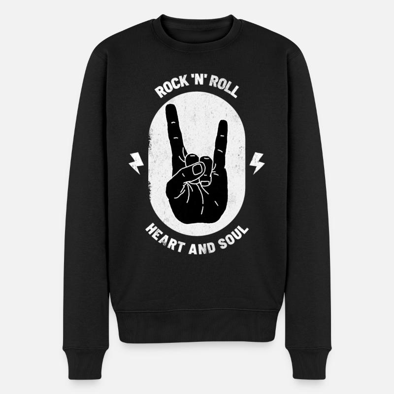 Rock 'N' Roll Devil Horns Metal Fork Rock Geschenk - Männer Premium Bio Pullover - Schwarz