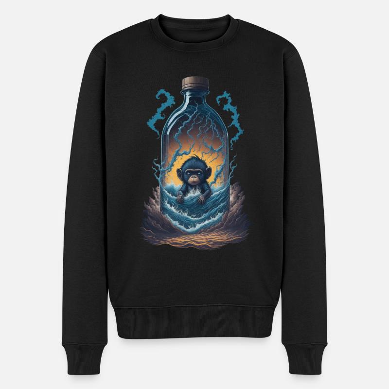 Affe - Männer Premium Bio Pullover - Schwarz