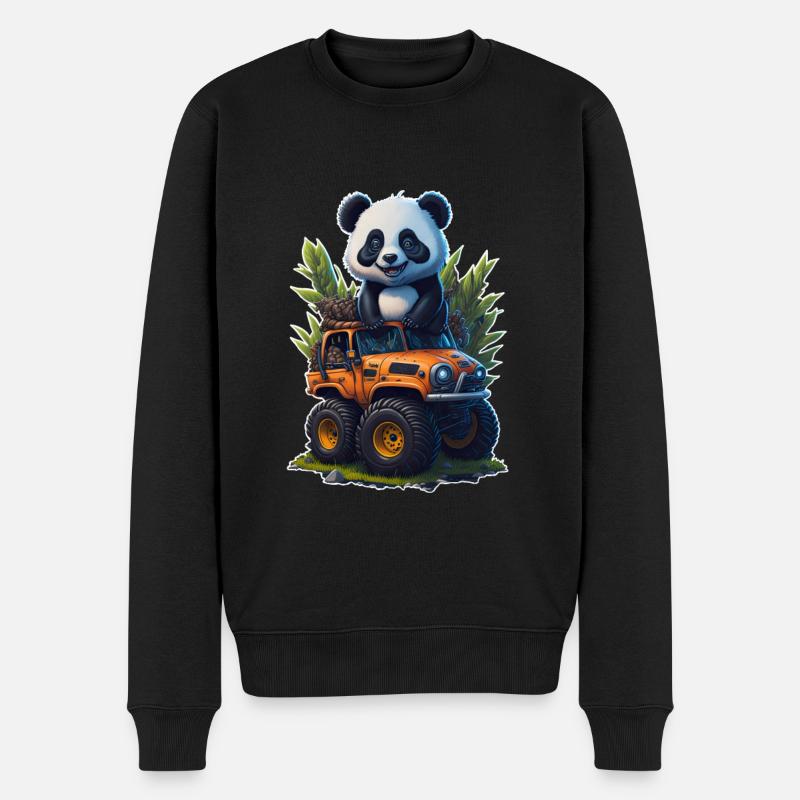 Panda Truck - Männer Premium Bio Pullover - Schwarz