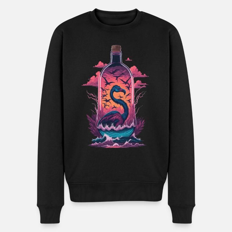 Bouteille de flamant rose - Pull Premium bio Homme - noir