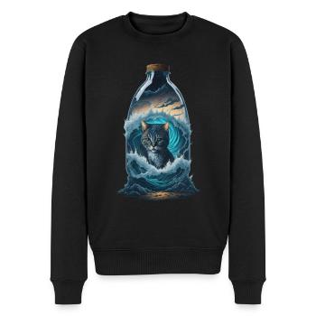 Cat Bottle - Men's Premium Organic Jumper - black - Front - Nico (187cm)