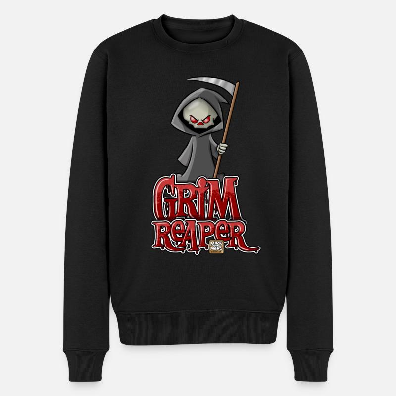 Cartoon Grim Reaper - Männer Premium Bio Pullover - Schwarz