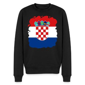 Kroatien Flagge Adria Zagreb Kroatische Fahne - Männer Premium Bio Pullover - Schwarz - Vorne - Nico (187cm)