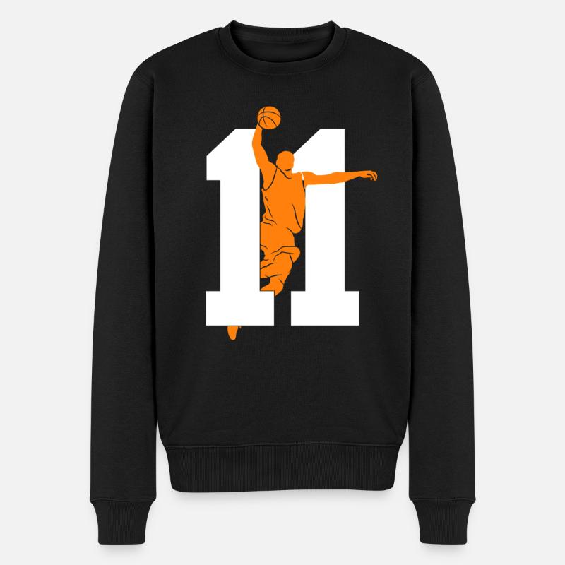 NUMMER 11 BASKETBALL 11. GEBURTSTAG - Männer Premium Bio Pullover - Schwarz