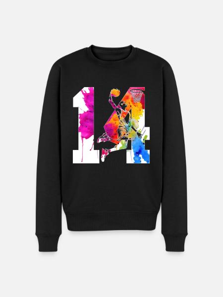 14TH BIRTHDAY BASKETBALL NUMBER 14 - Men's Premium Organic Jumper - black