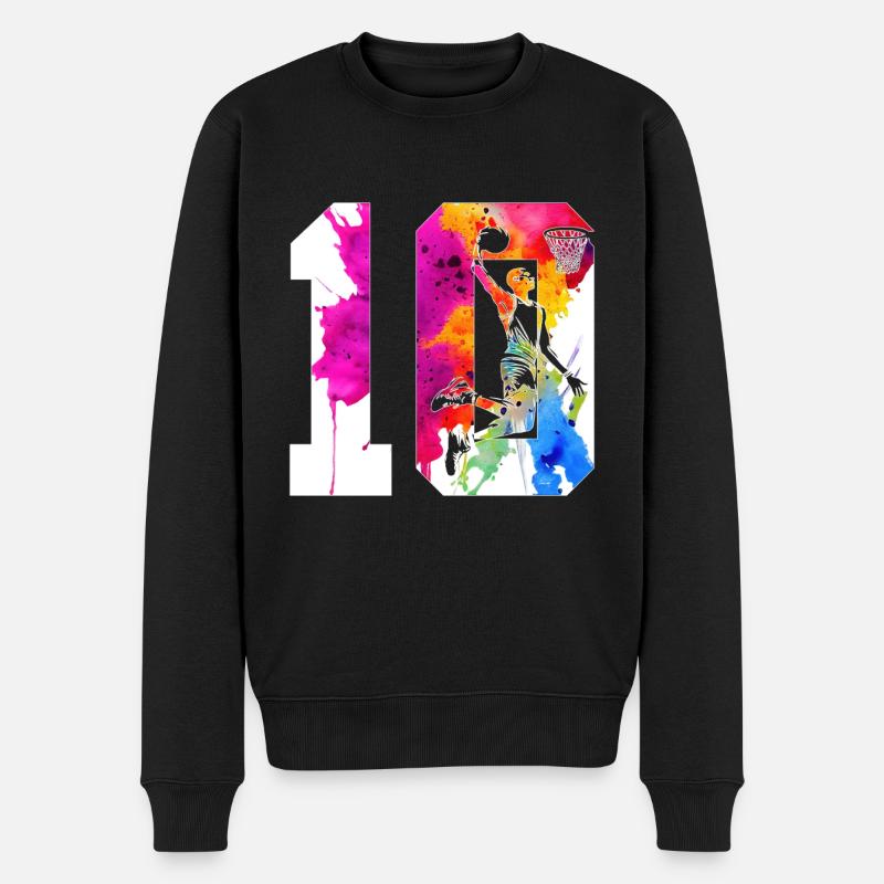 10. GEBURTSTAG BASKETBALL NUMMER 10 - Männer Premium Bio Pullover - Schwarz