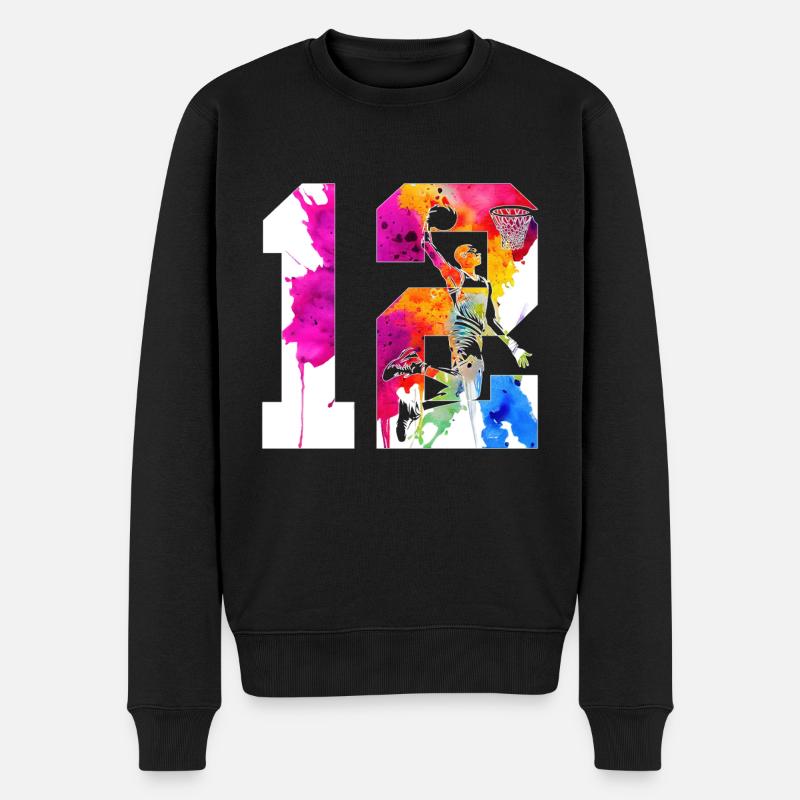 12. GEBURTSTAG BASKETBALL NUMMER 12 - Männer Premium Bio Pullover - Schwarz