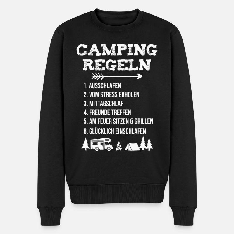 Lustige Camping Regeln Wohnmobil Camper - Männer Premium Bio Pullover - Schwarz