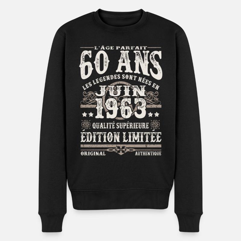 les légendes sont nées en juin 1963 - 60 ans - Pull Premium bio Homme - noir