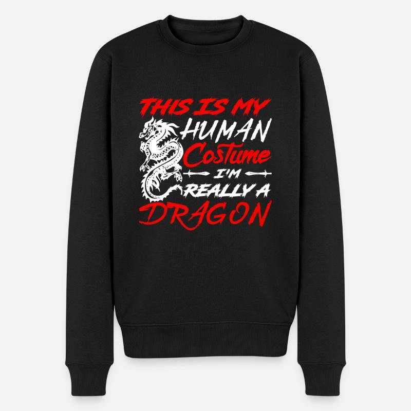 This Is My Human Costume Im Really A Dragon lustig - Männer Premium Bio Pullover - Schwarz