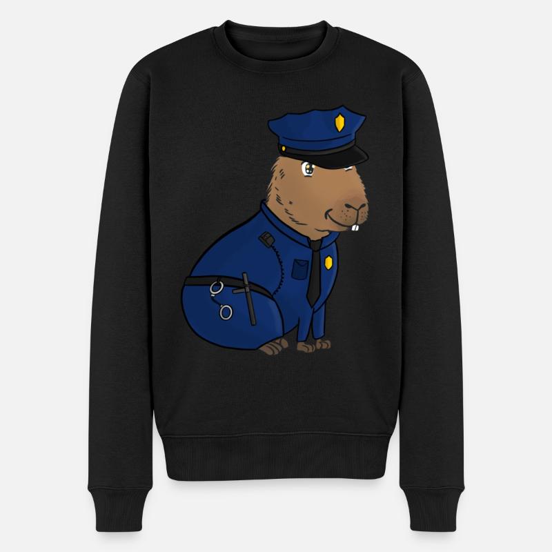 Police Capybara - Pull Premium bio Homme - noir