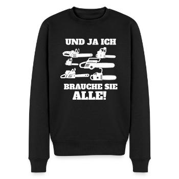 Lustiges Kettensägen Design mit Spruch - Männer Premium Bio Pullover - Schwarz - Vorne - Nico (187cm)