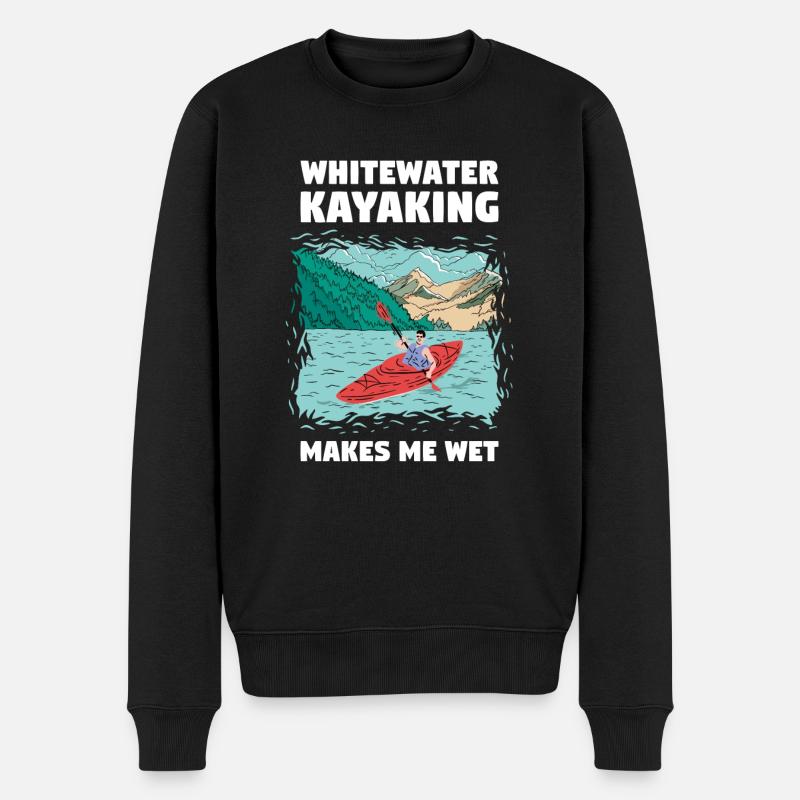 Whitewater Kayaking Makes Me Wet - Männer Premium Bio Pullover - Schwarz