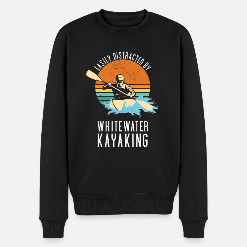 Easily Distracted By Whitewater Kayaking - Männer Premium Bio Pullover - Schwarz