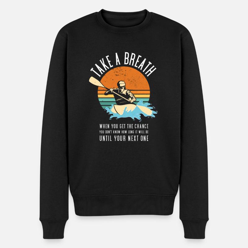 Take A Breath Whitewater Kayaking - Männer Premium Bio Pullover - Schwarz