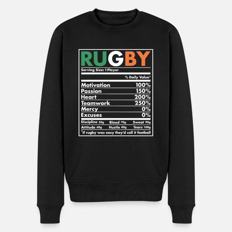 Nutrition Ireland Rugby - Männer Premium Bio Pullover - Schwarz