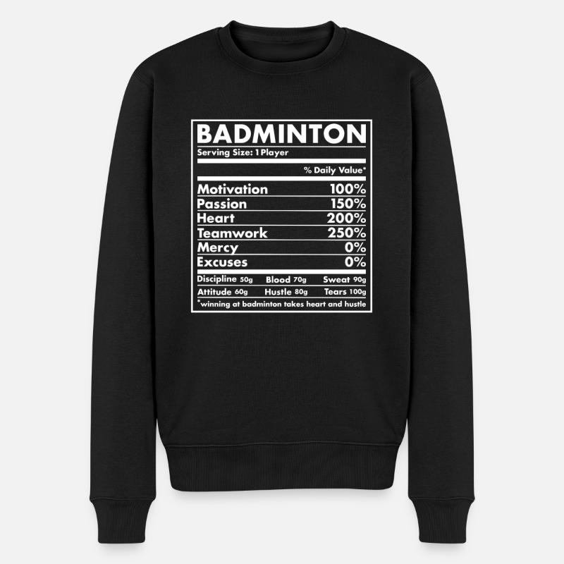 Sport Nutrition Badminton - Pull Premium bio Homme - noir