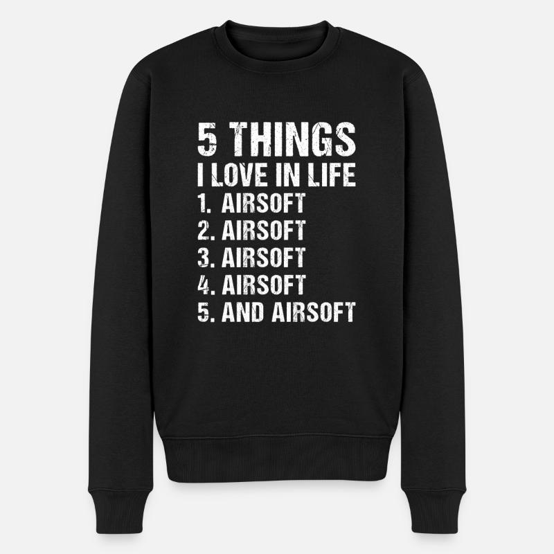 Sport 5 Things I Love In Life Airsoft - Männer Premium Bio Pullover - Schwarz