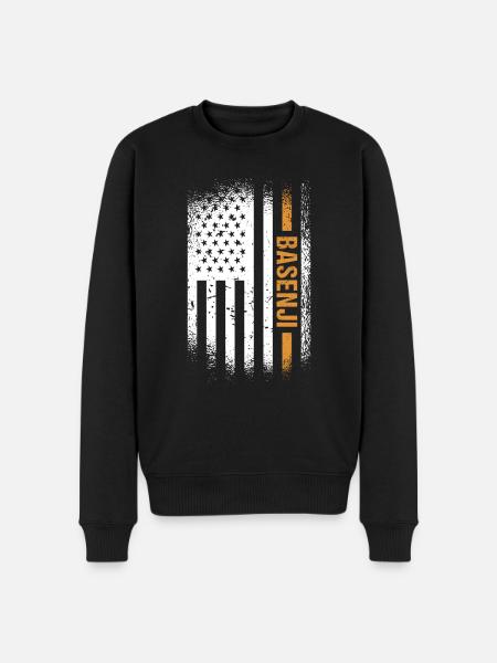 Dog Basenji Us Flag - Men's Premium Organic Jumper - black