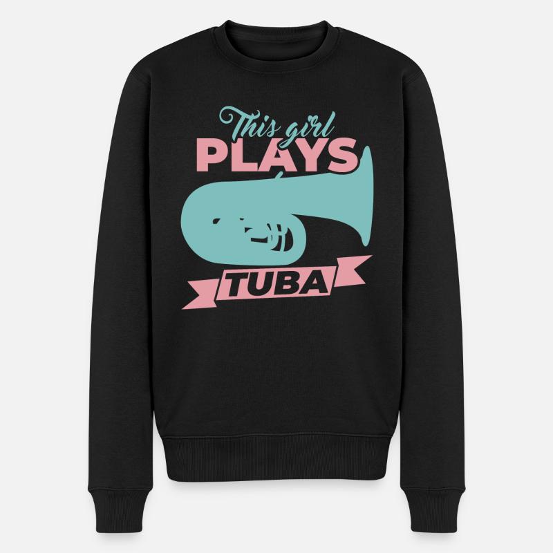 Dieses Mädchen spielt Tuba - Männer Premium Bio Pullover - Schwarz