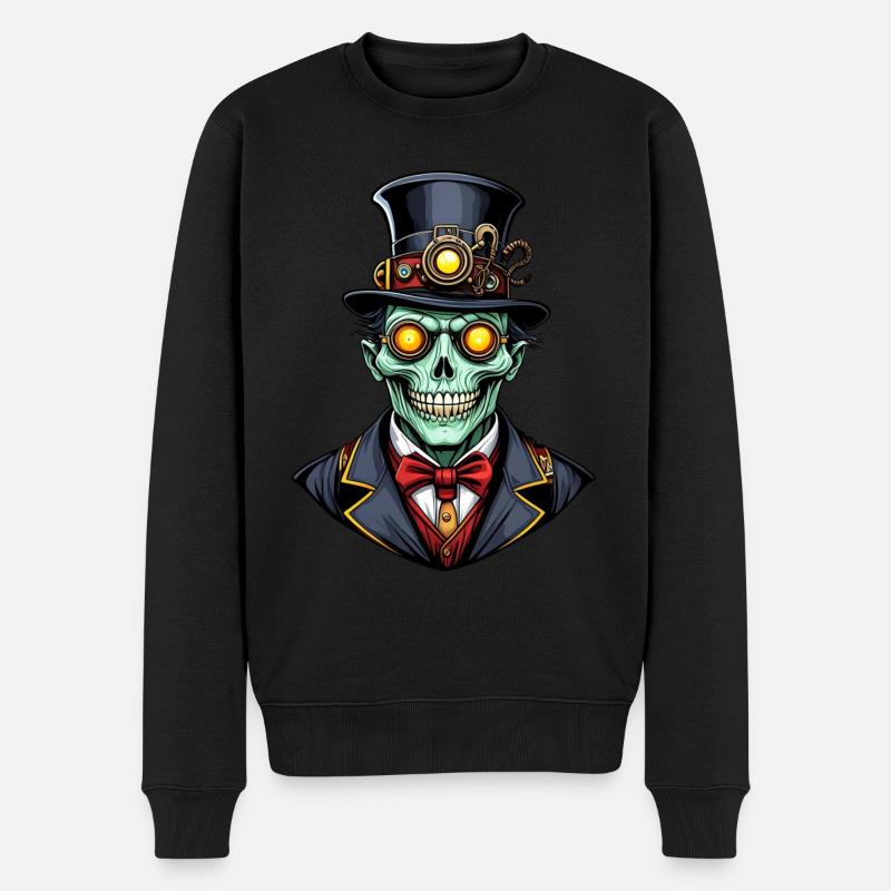 Gruseliger Halloween Steampunk Ghul - Männer Premium Bio Pullover - Schwarz