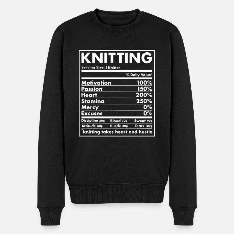 Knitter Nutrition Knitting - Männer Premium Bio Pullover - Schwarz