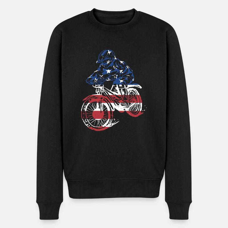Motard Drapeau Us VTT - Pull Premium bio Homme - noir